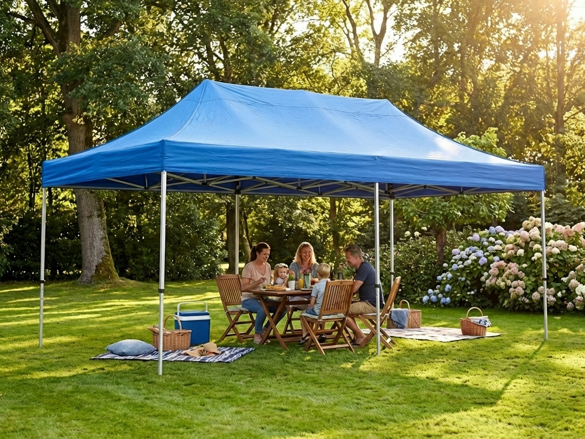 Pop up gazebo 4x8 m blue with steel frame for outdoor events - product detail