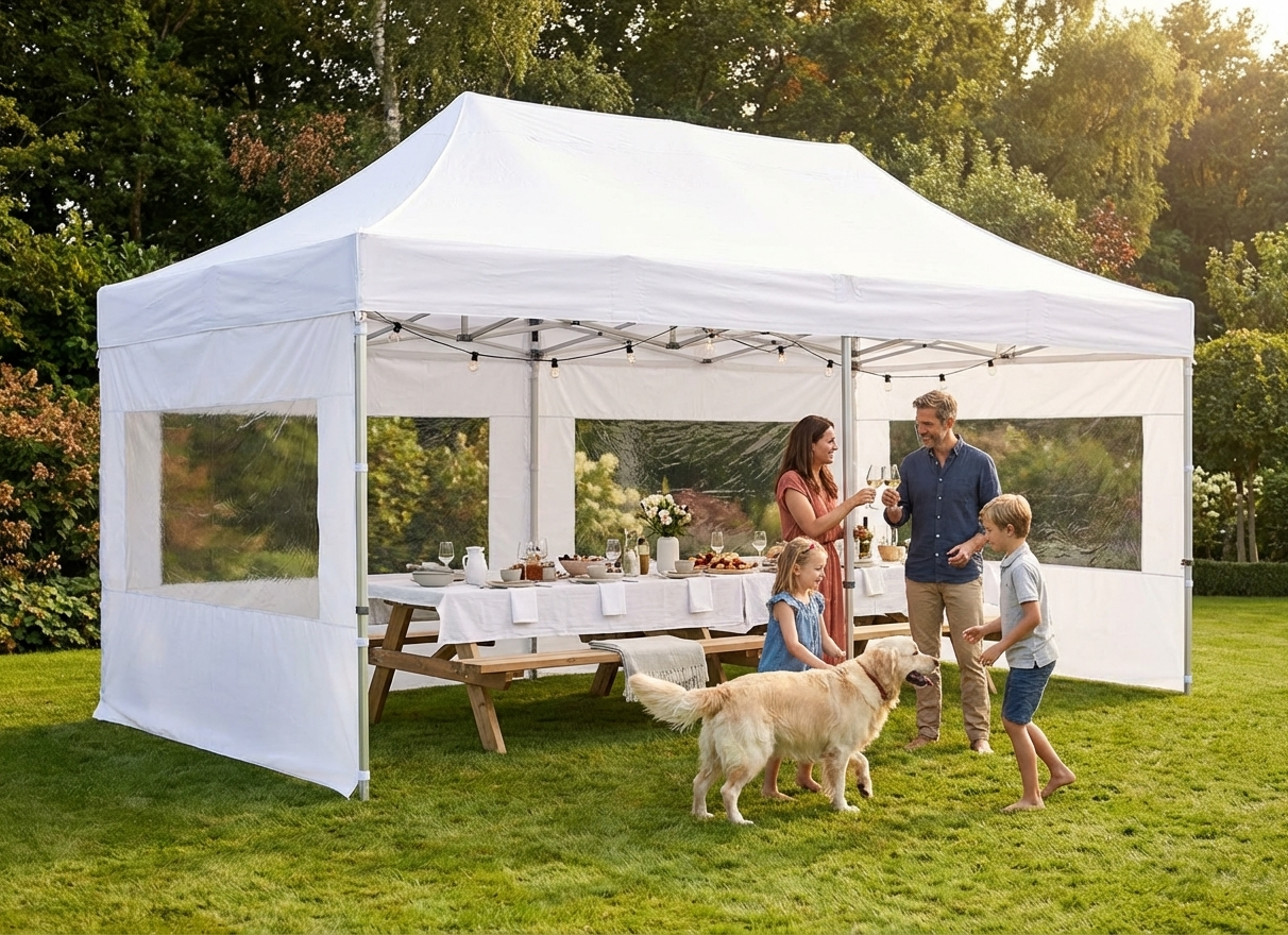 Pop up gazebo 3x6 m white with aluminium frame