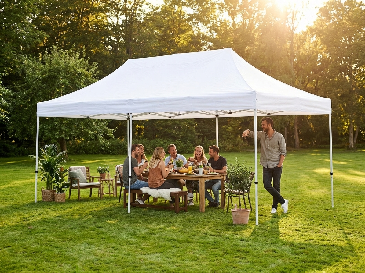 Pop up gazebo with white steel frame for outdoor events - view 3