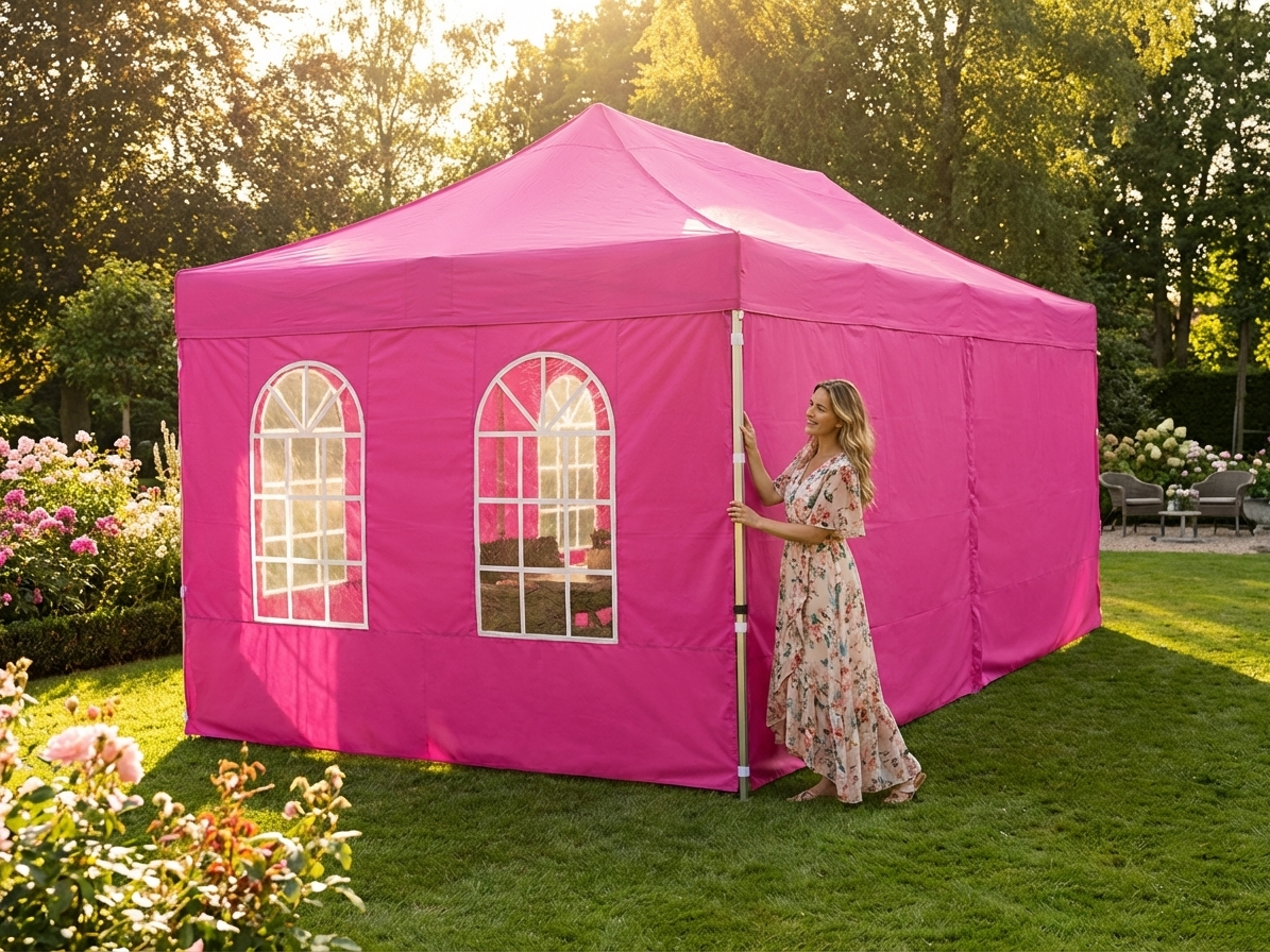 Pink gazebo sidewall kit for 3x6m setup - view 3