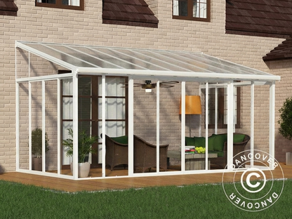 White conservatory with aluminium frame for outdoor use - product detail