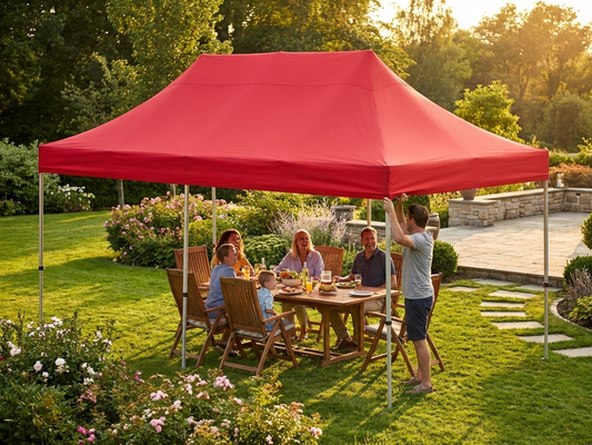 Red gazebo roof cover 4x6 m for outdoor events