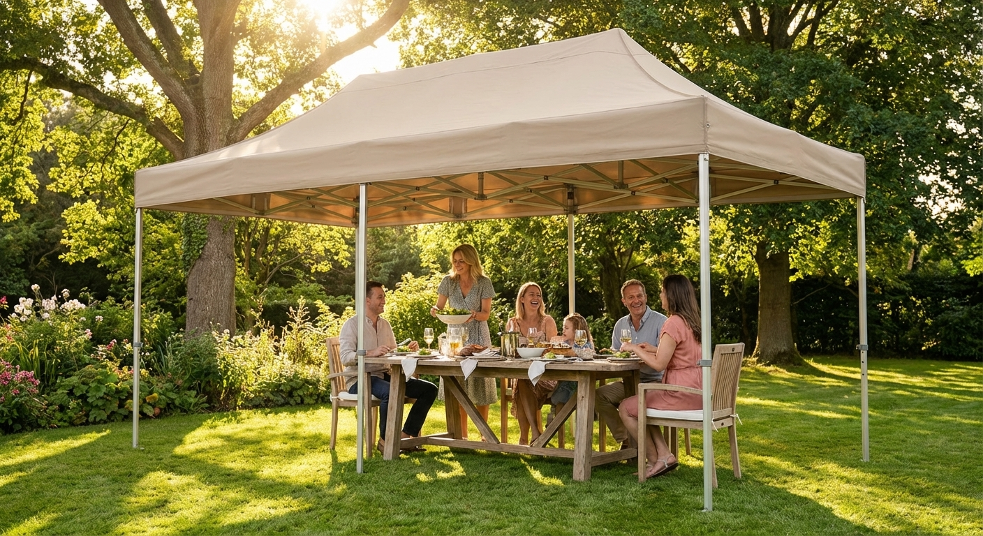 Pop up gazebo in latte with aluminium frame for outdoor use - view 3