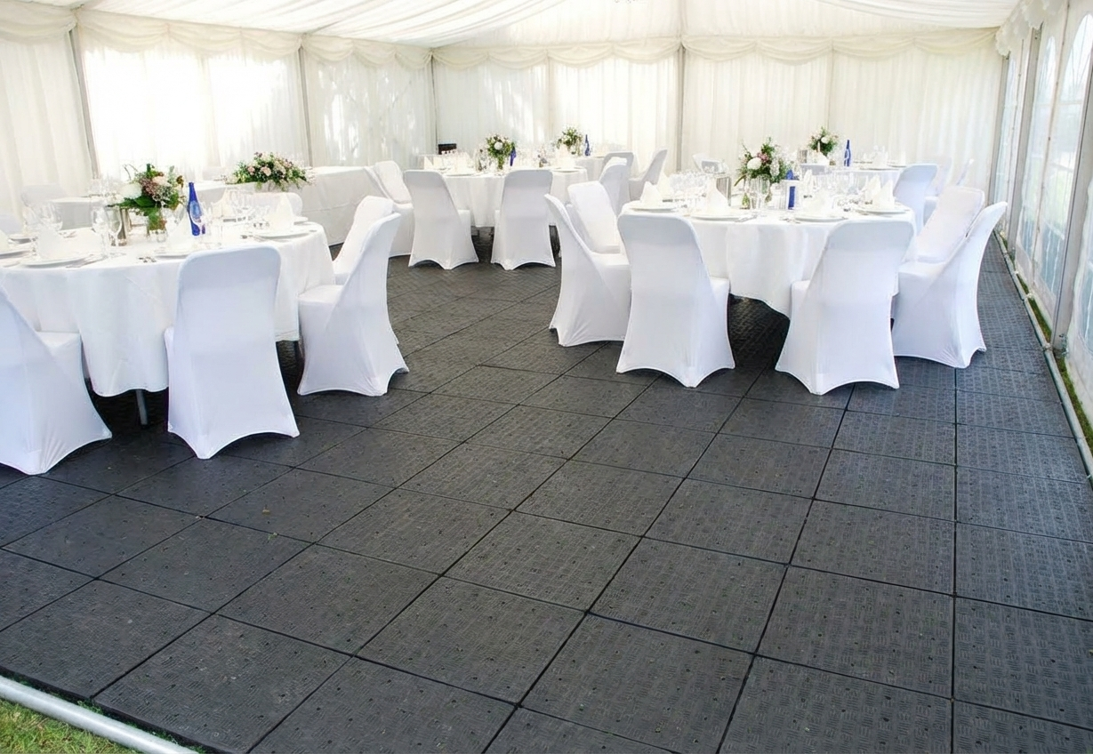 Anthracite recycled PE flooring for commercial spaces