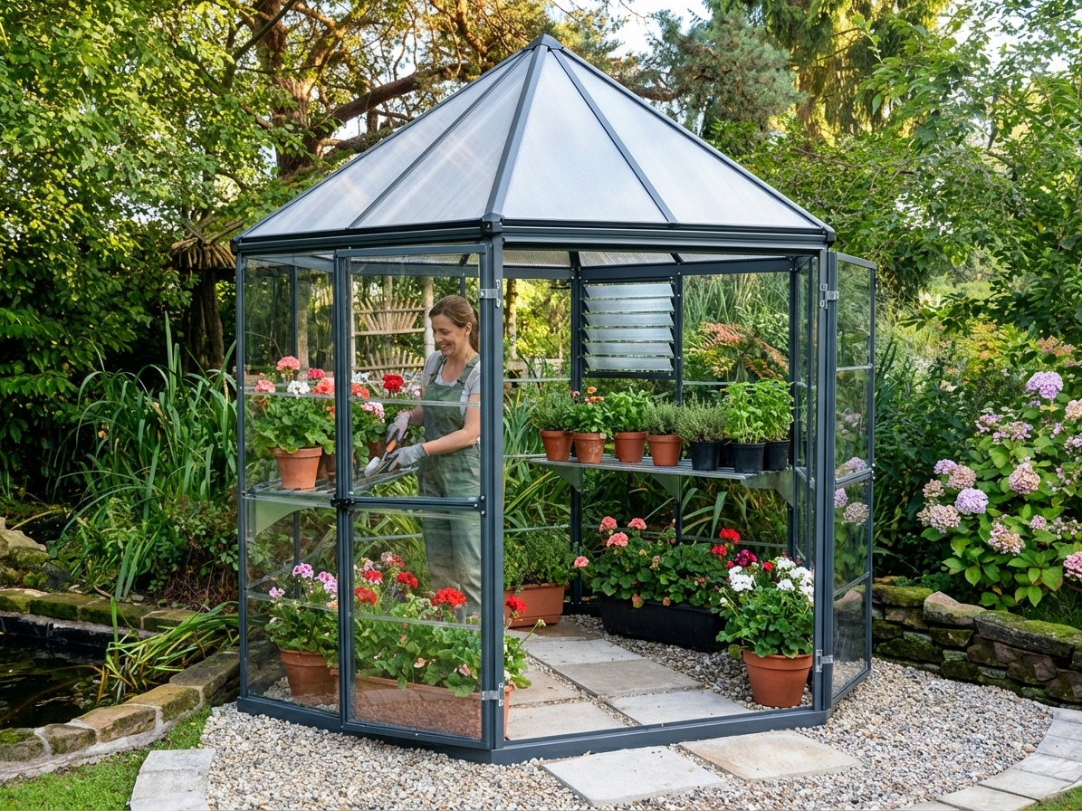 Anthracite polycarbonate orangery with aluminium frame for garden use - product detail