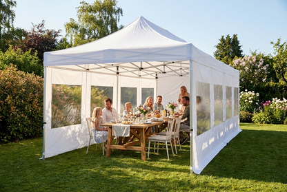 White pop up gazebo 4x12m with aluminium frame for outdoor events