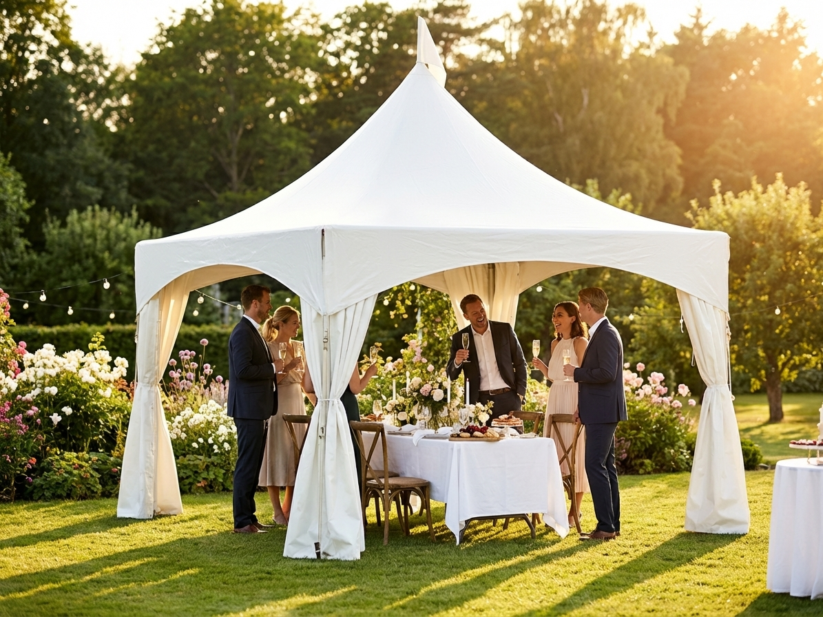 White Pagoda Marquee 3x3 m for Parties and Events - view 3