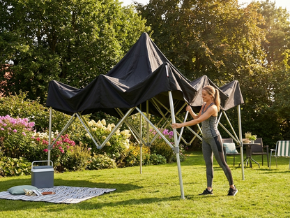 Black pop-up gazebo 3x3m with aluminium frame for outdoor events