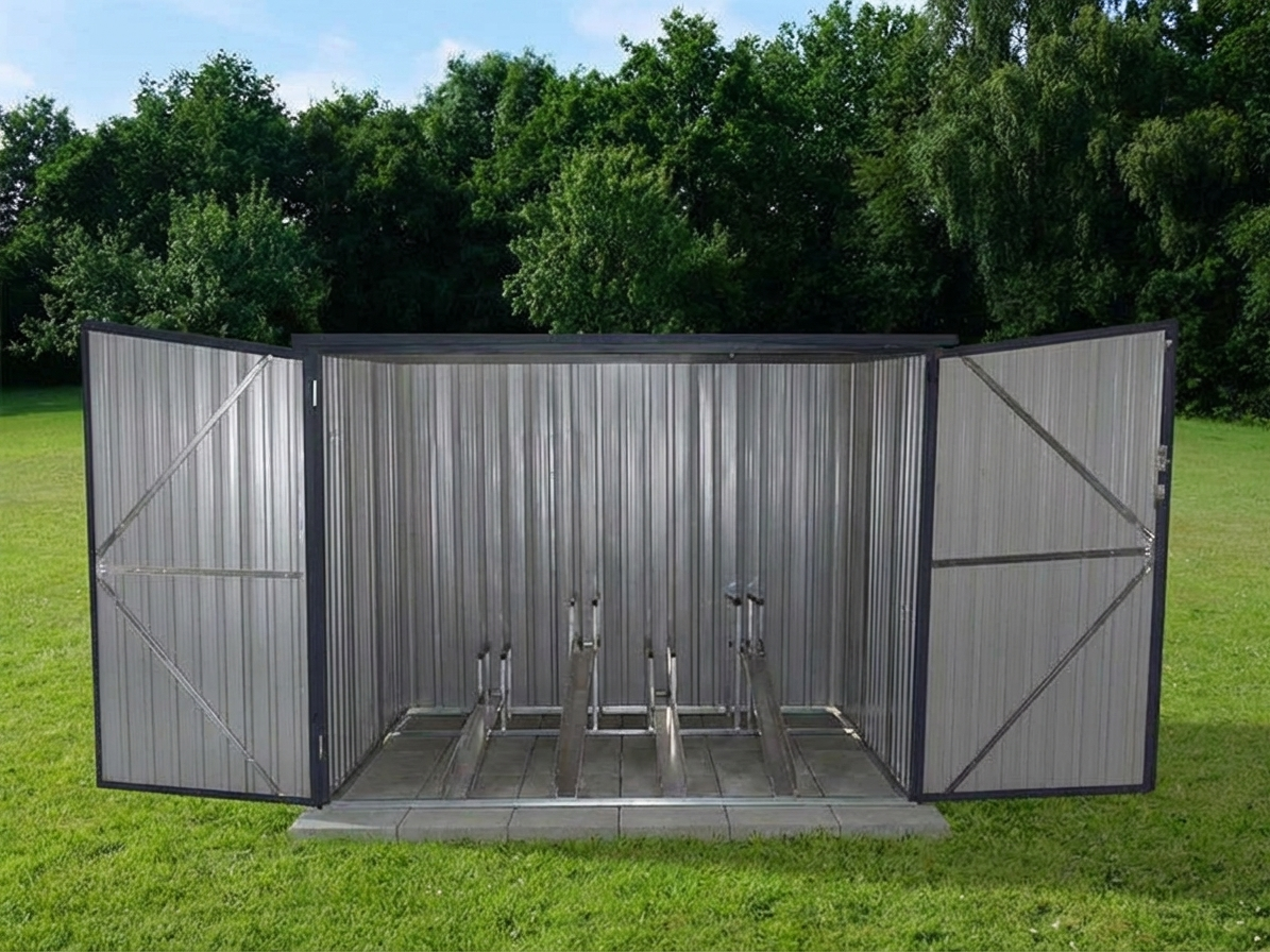 Anthracite steel bike shed for outdoor storage - product detail