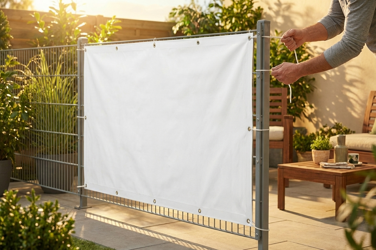 White Fence Tarpaulin for Outdoor Use