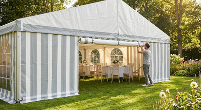 PVC Endwall with wide door in White/Grey - view 3