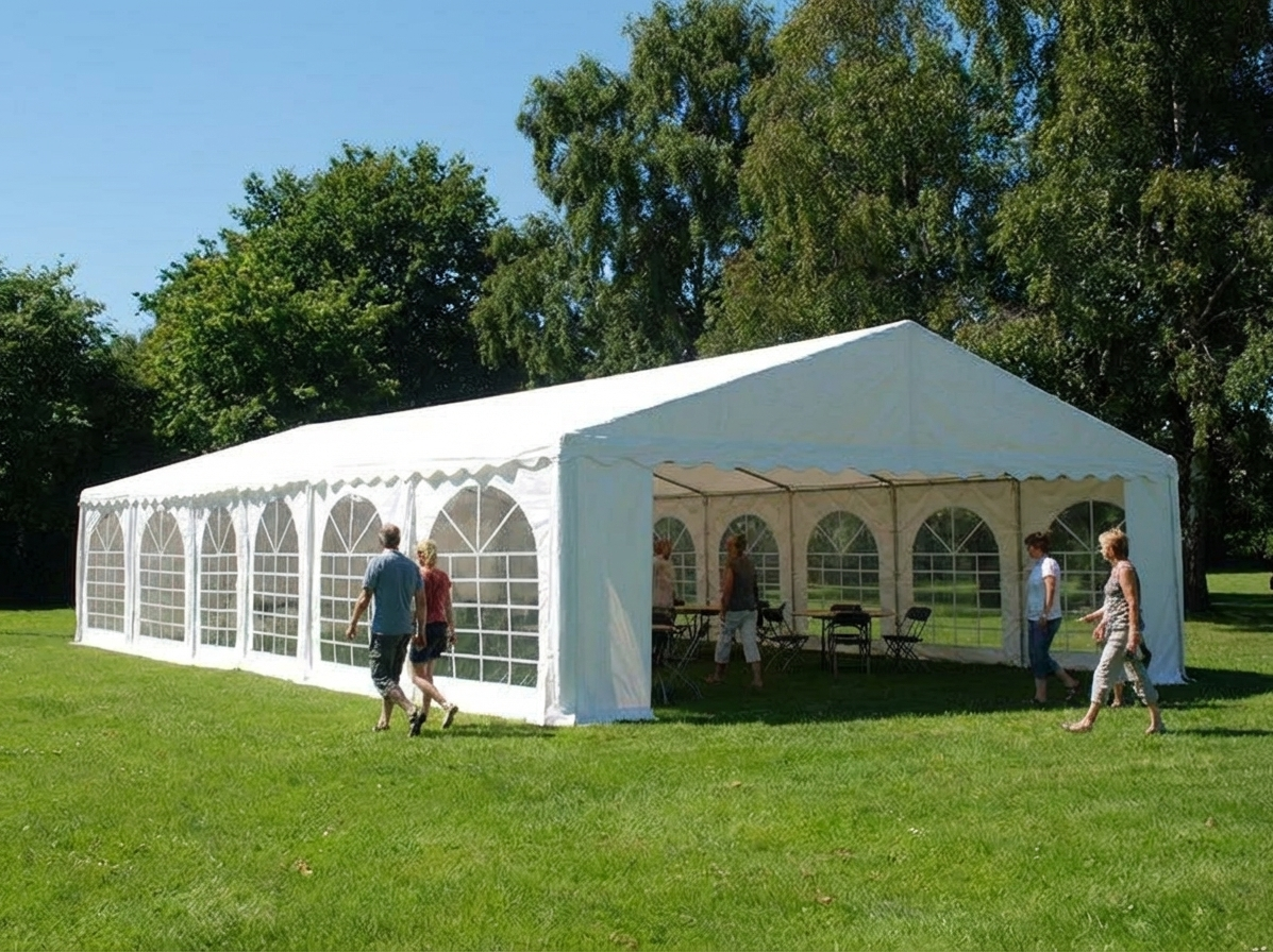 White event marquee 7x14m with PVC and steel for outdoor use - product detail