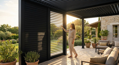 Black aluminium louvre wall for gazebo use - view 3