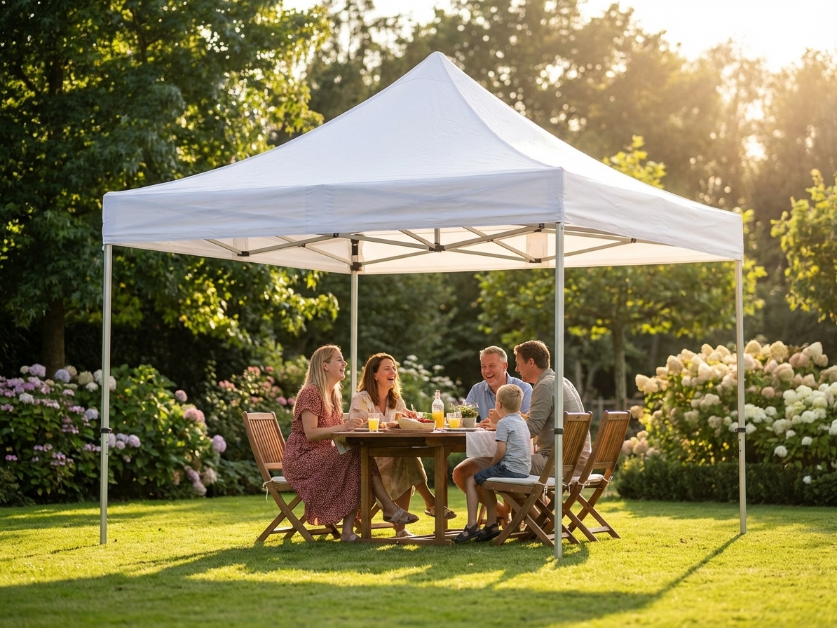 White pop-up gazebo 4x4 m for outdoor events, flame retardant