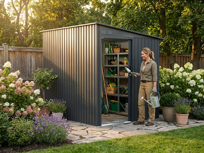 Garden shed anthracite colour galvanised steel outdoor storage