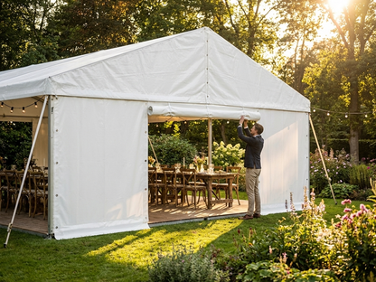 PVC endwall with wide door in white, 4 m width - view 3