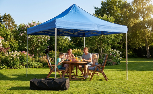 Pop up gazebo 4x4m blue with aluminium frame for outdoor use
