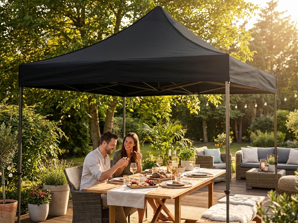 Black gazebo roof cover 3x3m flame retardant for outdoor use - view 3