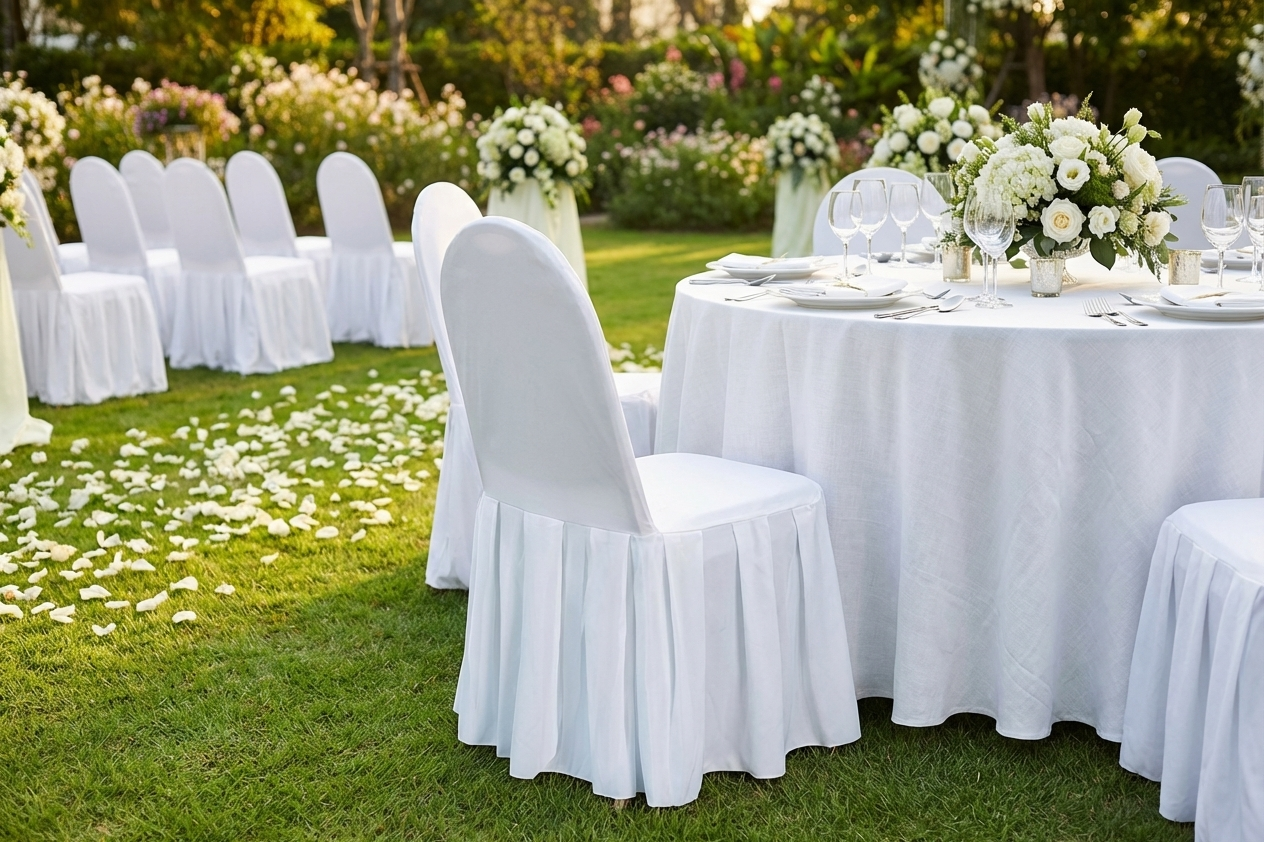 White chair cover, 48x43x89 cm, polyester material - product detail