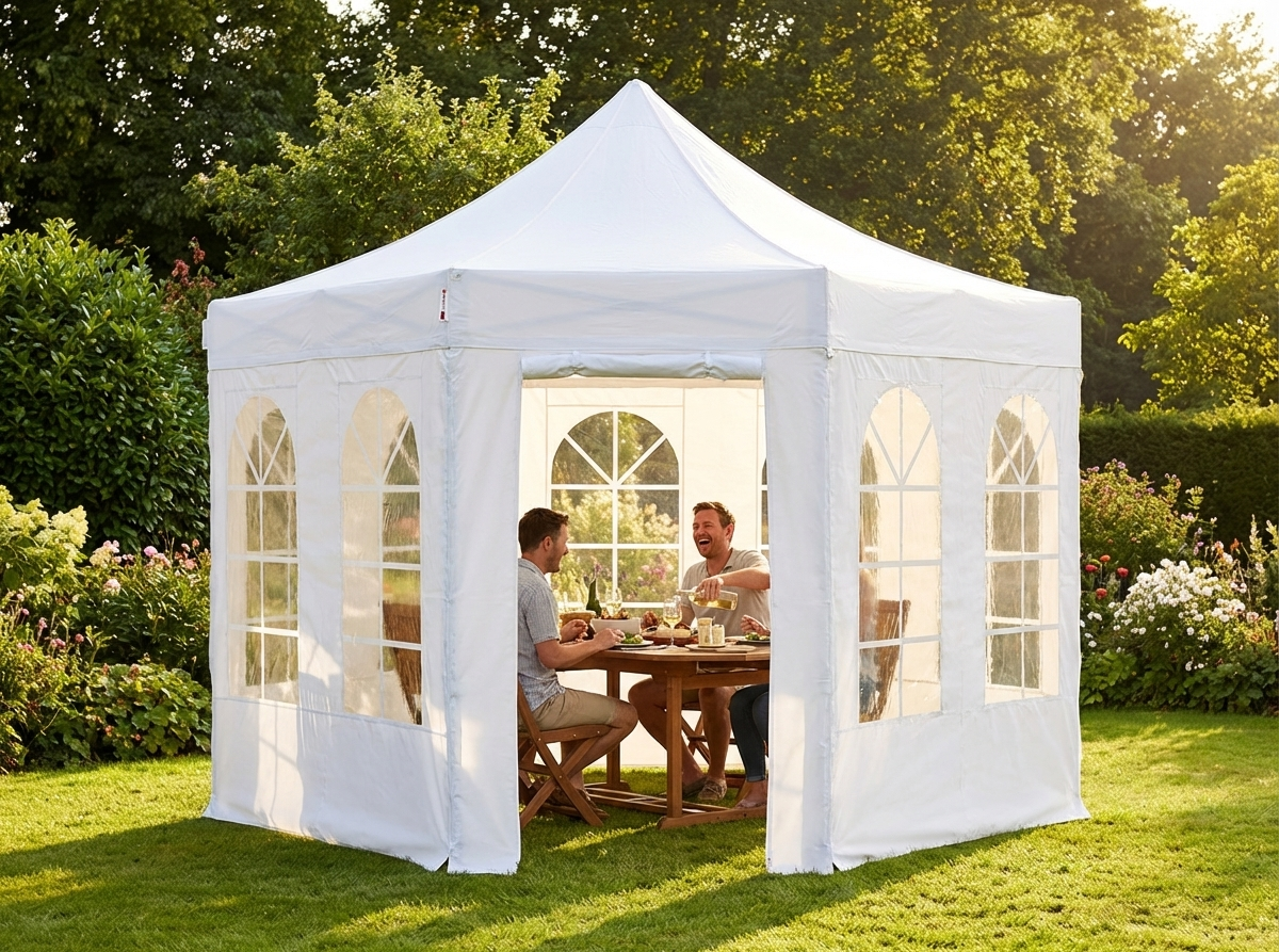White pop up gazebo with aluminium frame for outdoor use - view 3