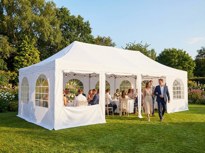 White pop up gazebo with steel frame for outdoor events - view 3