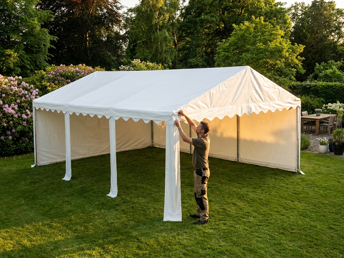 White PVC roof cover for 8x16 m marquee, strong and waterproof - view 3