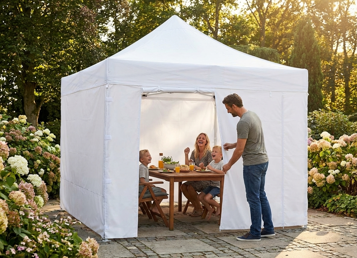 White pop-up gazebo sidewall kit for outdoor use - product detail