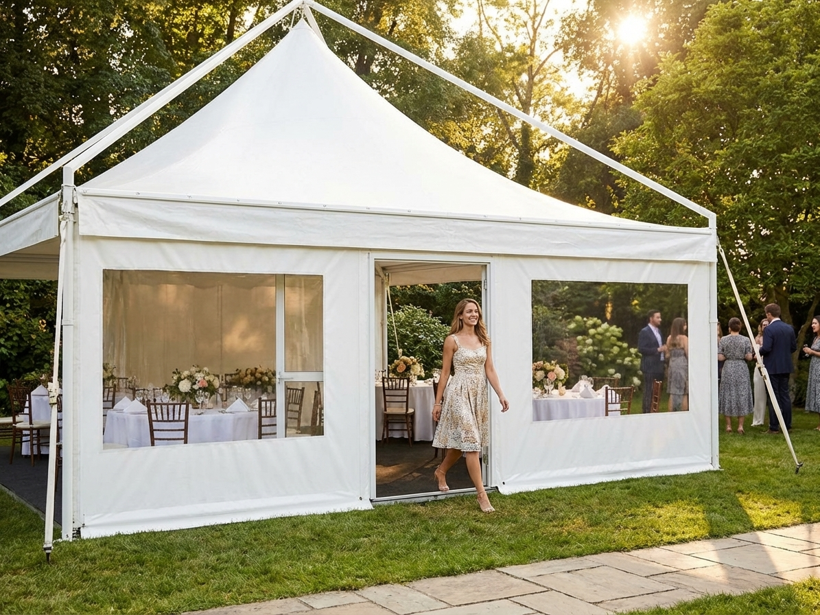 White PVC sidewall with door for PartyZone Pagodas