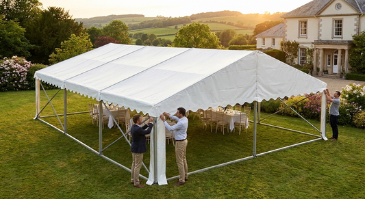 Marquee roof cover in white, 6x14 metres, strong PVC material