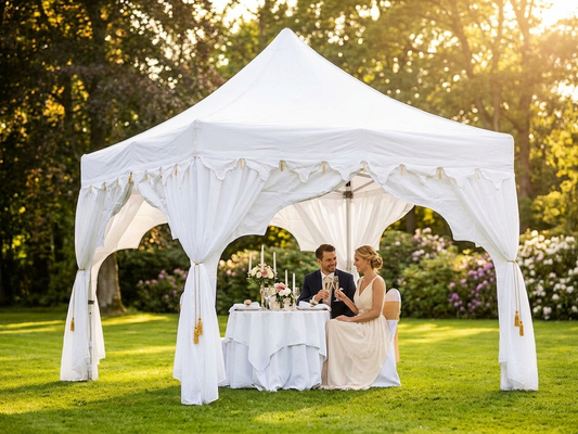 Pop-up gazebo 3x6m in white and gold with aluminium frame - product detail