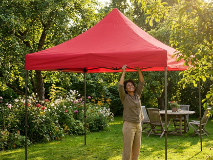 Red 4x4m gazebo roof cover made from PVC polyester for outdoor use