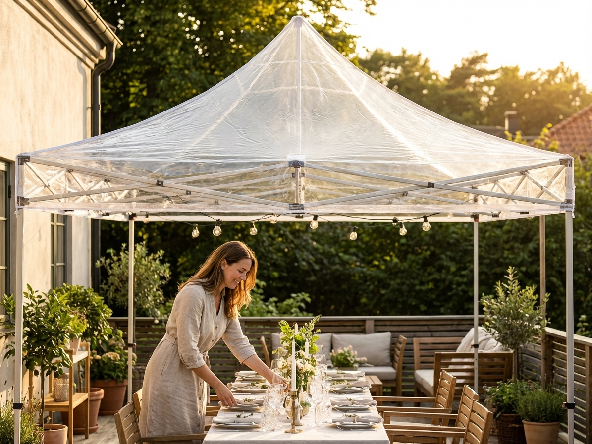 Clear PVC gazebo roof cover, 3x6 meters, ideal for outdoor events