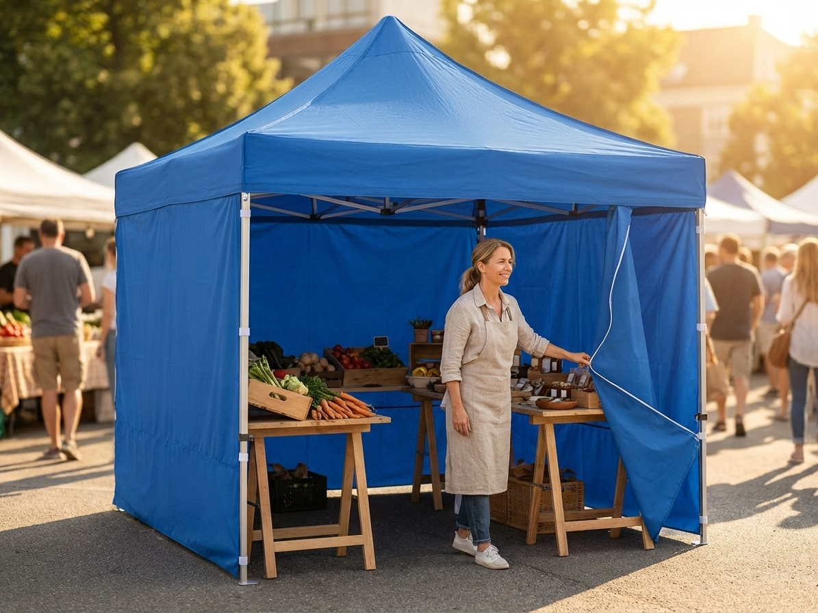 Blue gazebo sidewall kit for outdoor events, 3x3 m - view 3