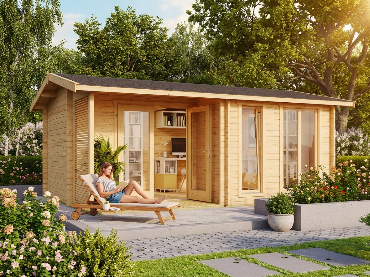 Wooden cabin made from Nordic Spruce, natural finish - product detail