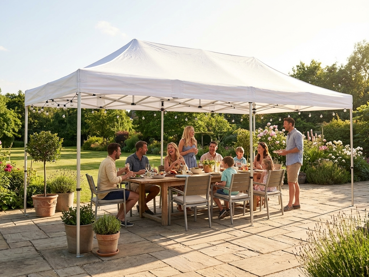 White pop-up gazebo with steel frame, 4x8 m, suitable for outdoor events - view 3