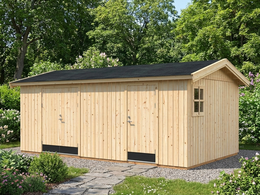 Wooden shed made from Nordic Spruce, natural colour - product detail