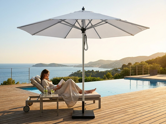 White garden parasol 3m for outdoor use