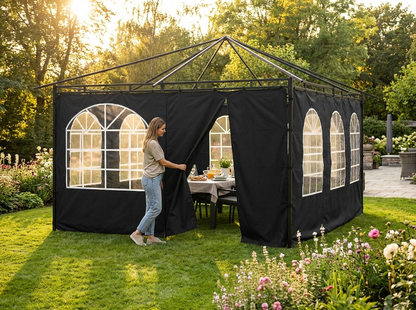 Sidewall kit for pop up gazebo, black polyester