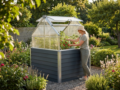 Mini Greenhouse 1.2x1.2x1.69 m in Anthracite with polycarbonate and steel - view 3