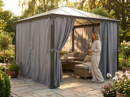 Grey polyester gazebo sidewalls for outdoor use - view 3