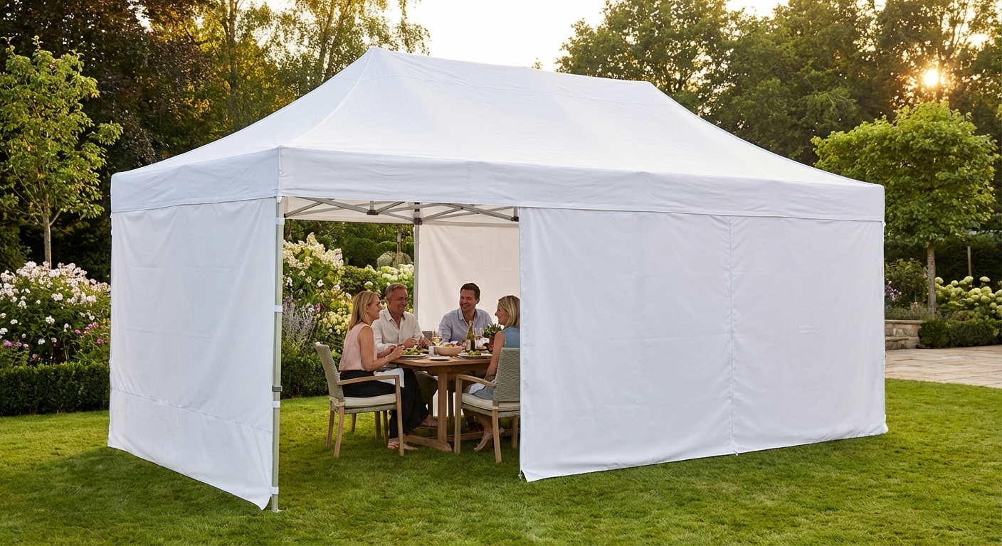 Spacious white pop-up gazebo with aluminium frame - view 3