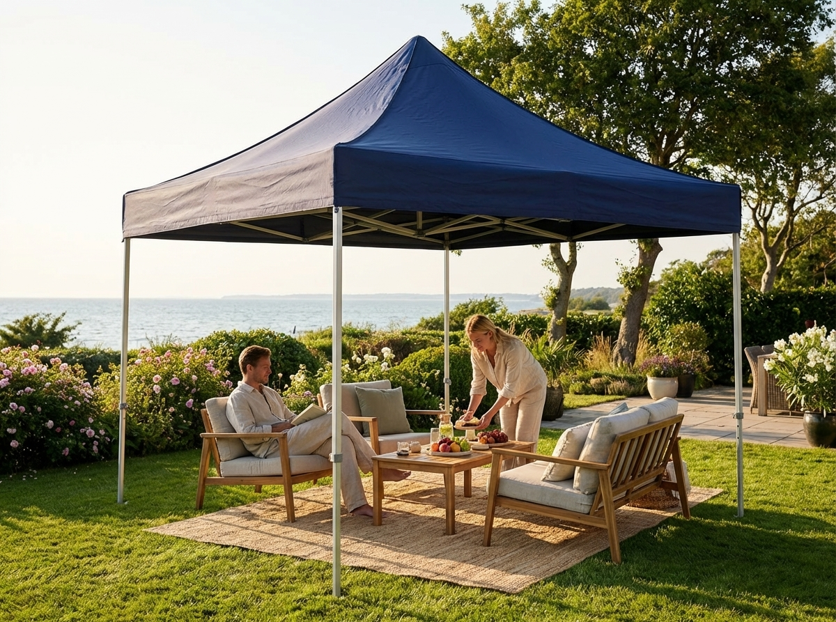 Pop Up Gazebo 3x3m Dark Blue with Steel Frame - view 3