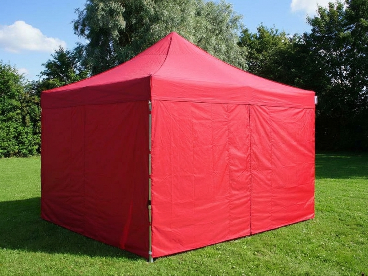 Red pop-up gazebo with aluminium frame for outdoor events