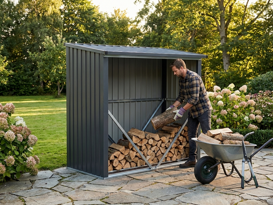 Zinc Coated Steel Wood Storage in Anthracite