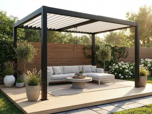 Aluminium Pergola Gazebo 3x4 m in Black/White for Outdoor Use - product detail