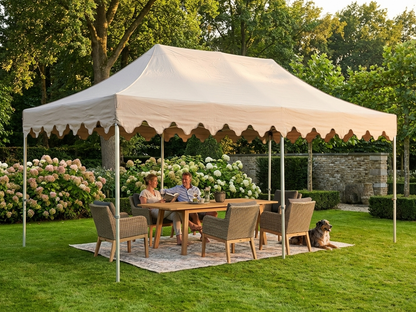 Pop up gazebo in latte colour with aluminium frame for outdoor events