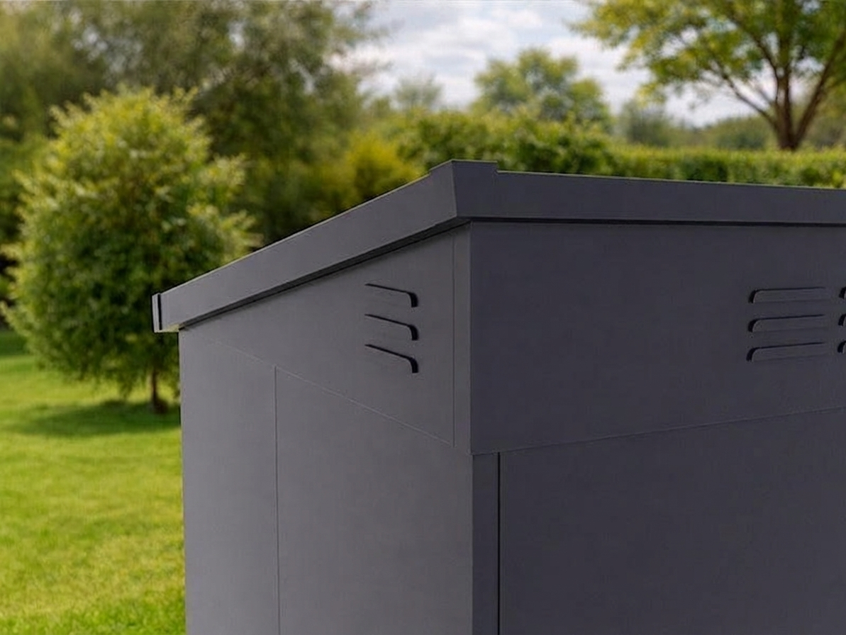 Anthracite metal garden shed for outdoor storage