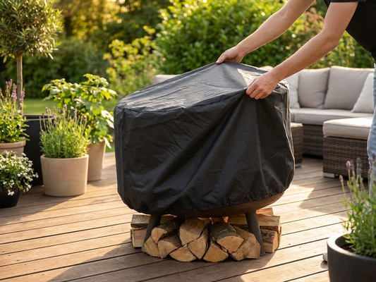 Black Fire Bowl Cover in 420D Oxford Fabric for Outdoor Use - product detail
