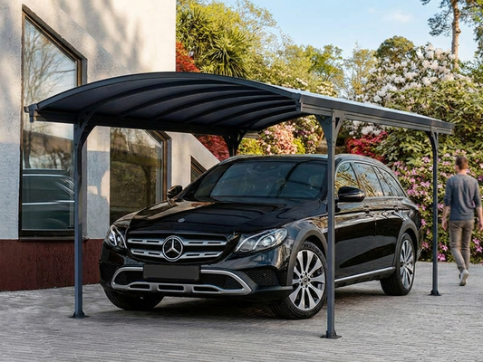 Grey Carport made of Aluminium and Polycarbonate