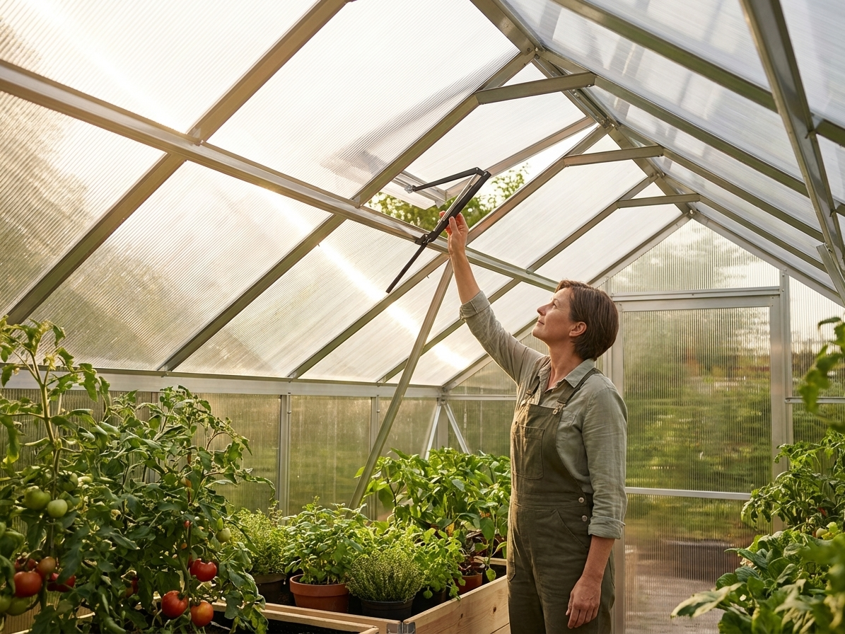 Greenhouse ventilation window in silver, 48x69cm, automatic opener - view 3